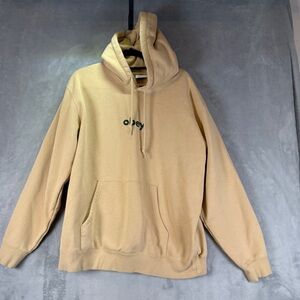 Obey Tan Hoodie Size Large Sweatshirt Pocket Outdoor Skater Snowboard